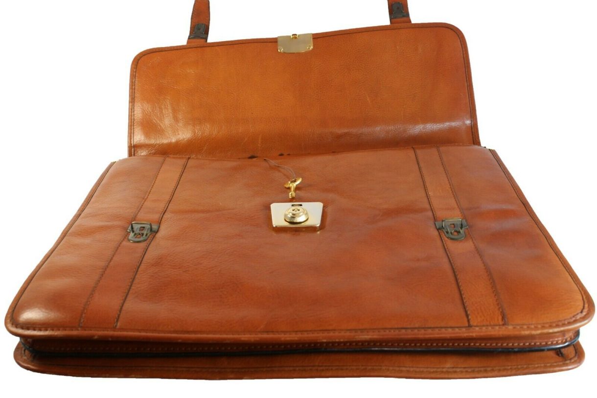 20 "Herren Vtg PIERRE CARDIN Aktentasche aus Leder Work Messenger LAPTOP Busines - Image 6