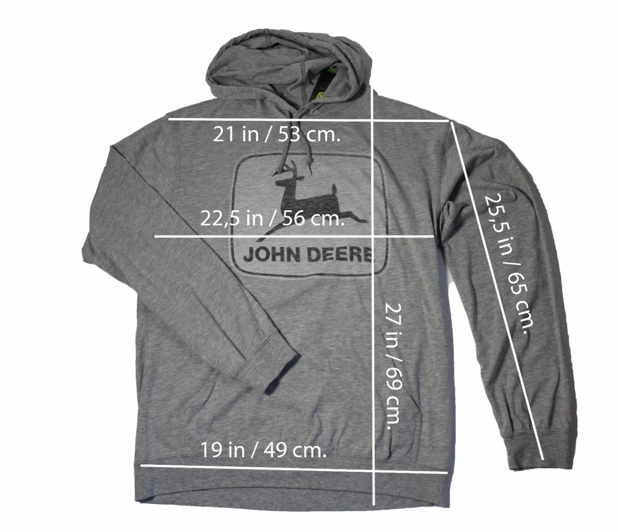 John Deere T Men's shirt long sleeve grey cotton NEW size L