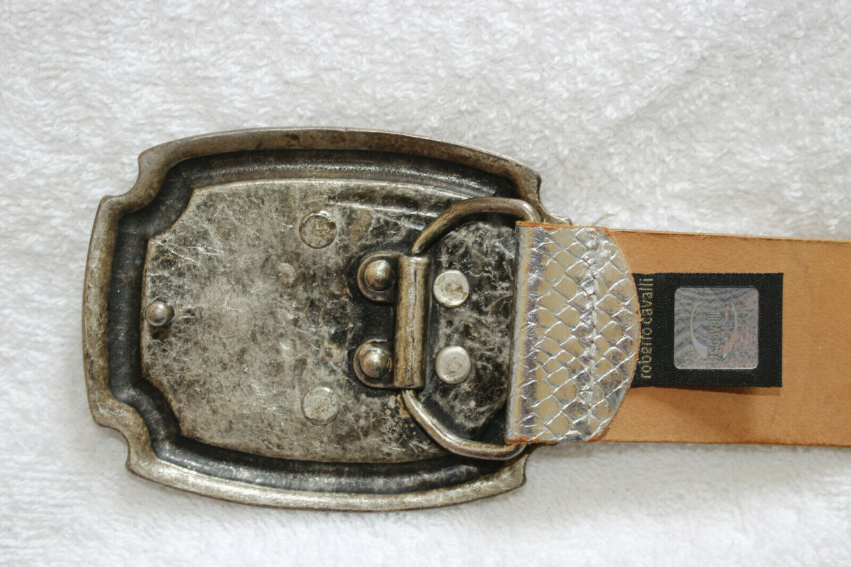 JUST ROBERTO CAVALLI women LEATHER SILVER SNAKE PRINT SOLID BUCKLE