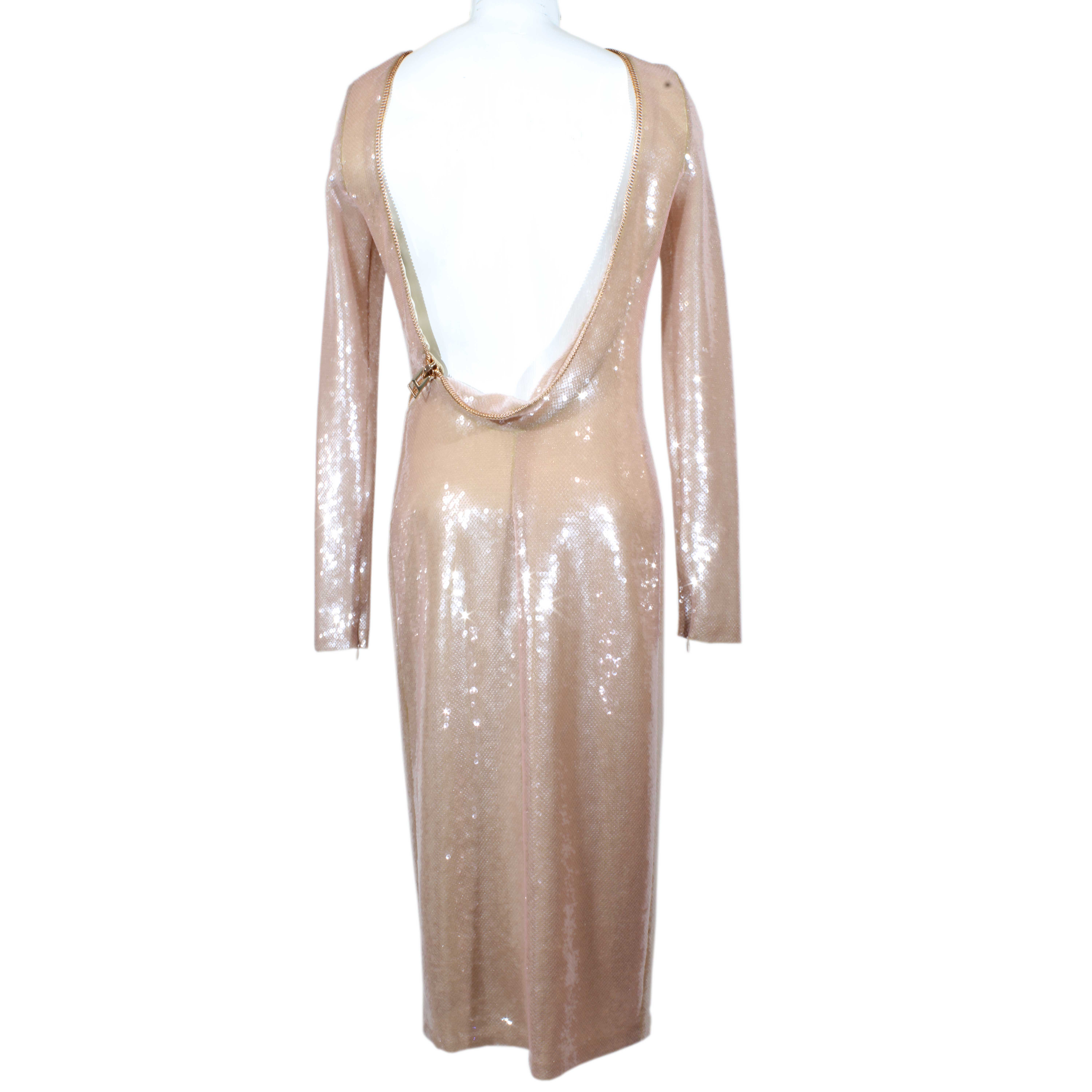 18K Tom Ford Zipper Rose Gold Sequin Dress size IT 38