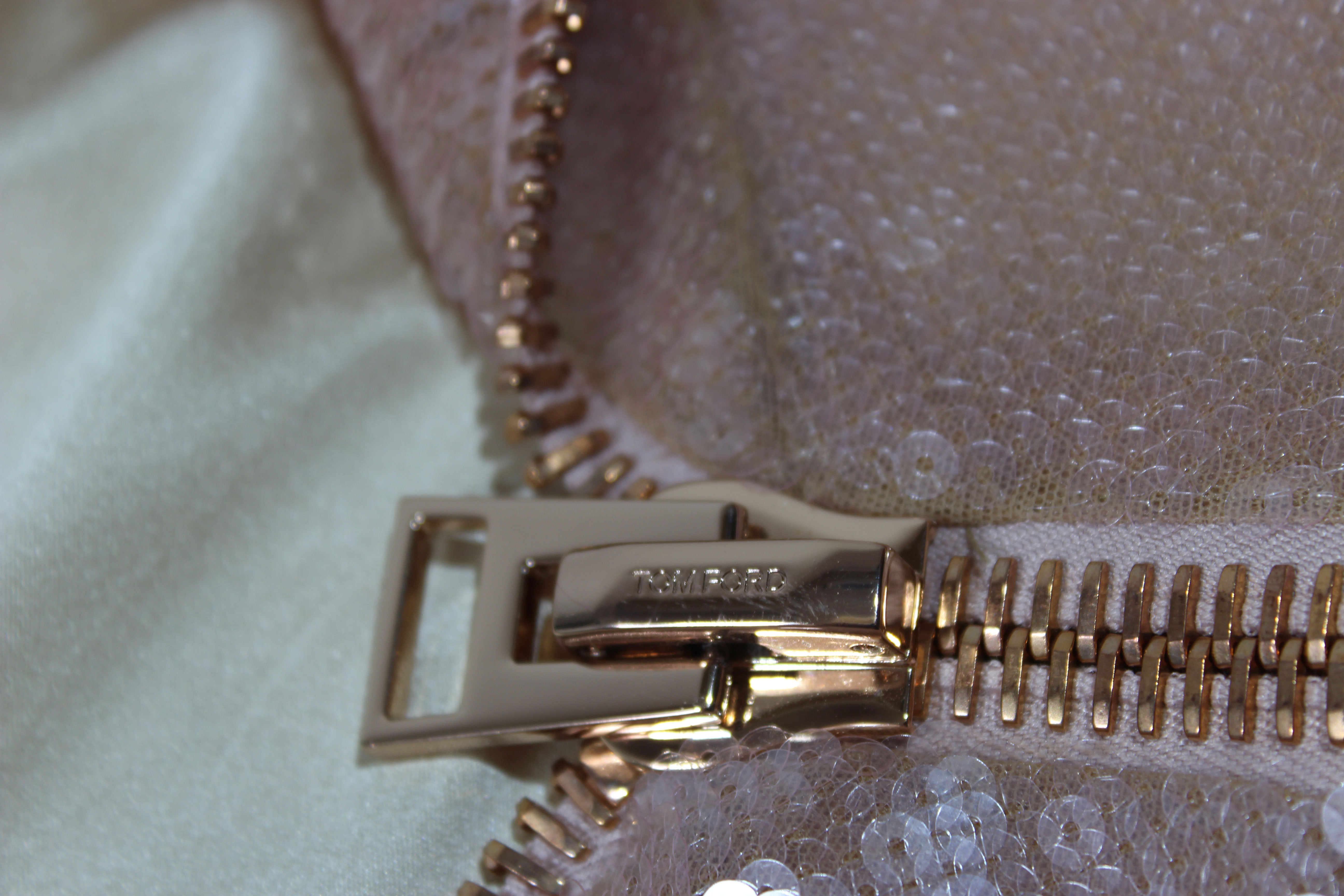 18K Tom Ford Zipper Rose Gold Sequin Dress size IT 38