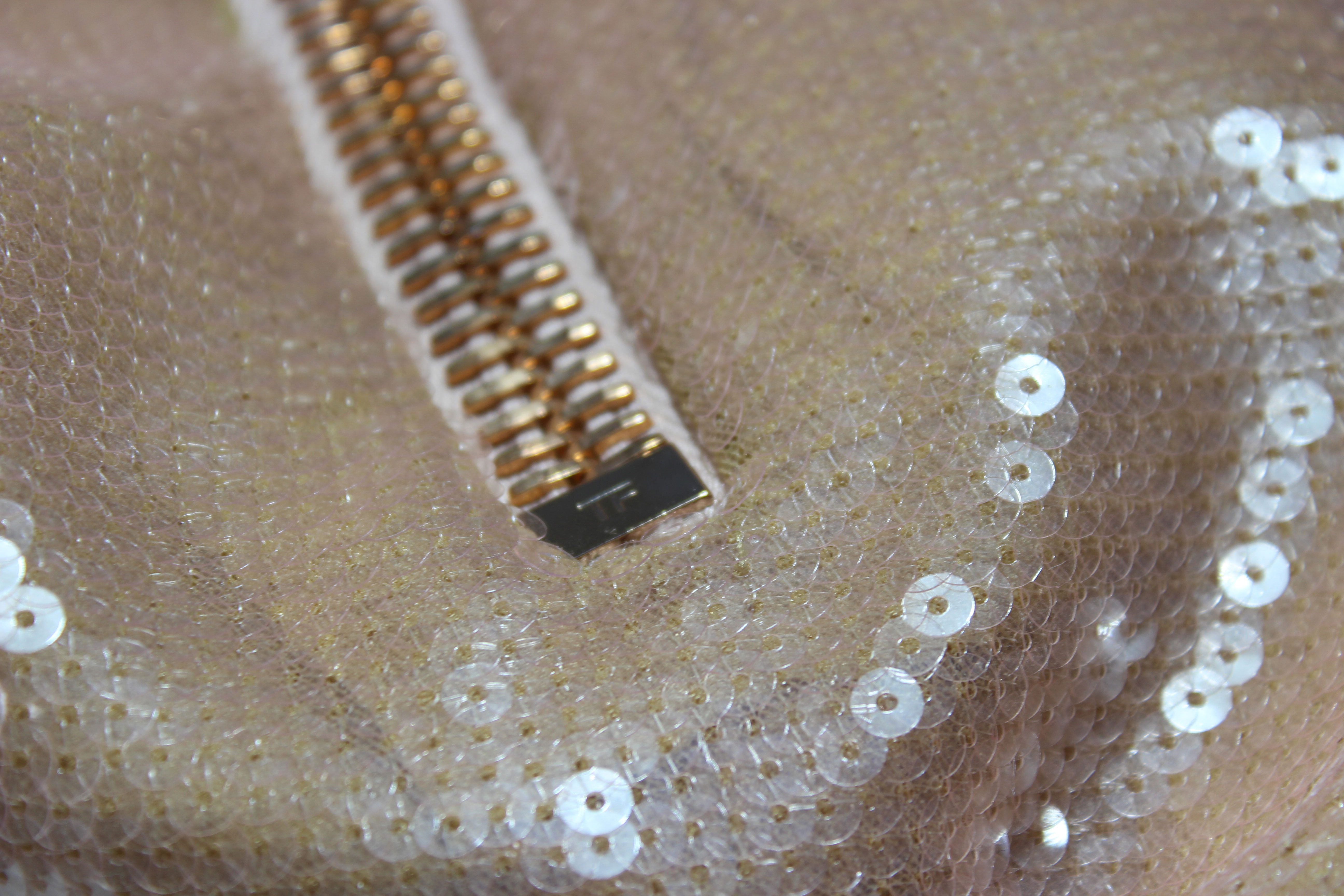 18K Tom Ford Zipper Rose Gold Sequin Dress size IT 38