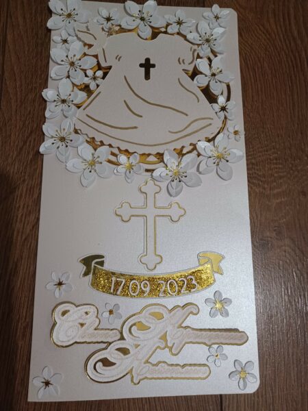 The finished christening card