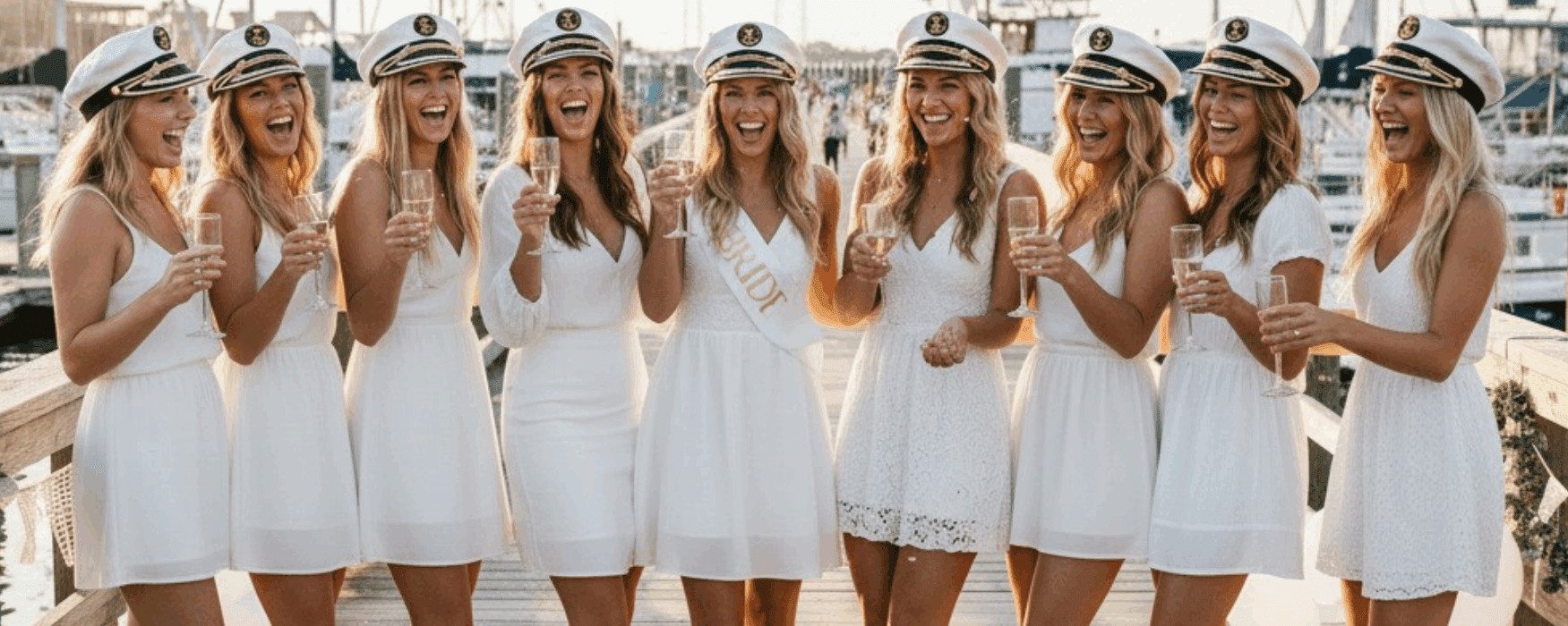 Bachelorette party with a captain's hat