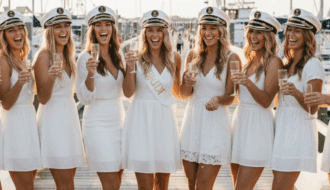 Bachelorette party with a captain's hat